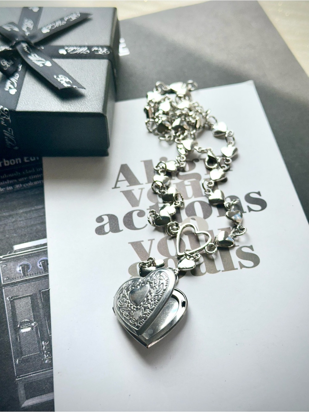 Silver Heart Locket Necklace - Elegant Women's Pendant